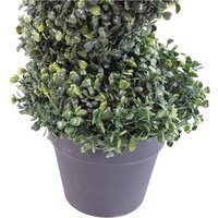 Pair of  Tall Artificial Boxwood Tower Trees Topiary Spiral Metal Top - Boxwood