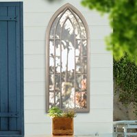 MirrorOutlet Capulet Large Gothic Arch Garden Wall Mirror 149cm x 61cm - Stone