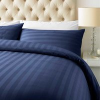 Duvet Cover Sets Sateen Stripe - Navy Blue / Superking