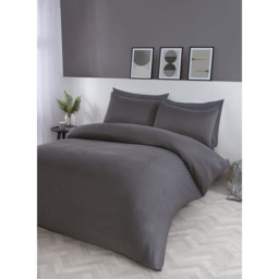 Pimlico Satin Stripe Duvet Set - Charcoal / Double - thumbnail 2