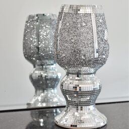 Silver Ceramic Mirrored Pot Curvy Vase - Silver - thumbnail 2