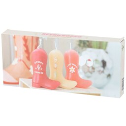 Set of 3 Howdy Cowboy Boot Candles - Pink - thumbnail 4