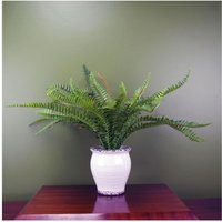 Artificial Bushy Fern 40cm Ceramic Planter Indoor Decor - Green
