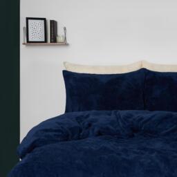 Teddy Fleece Duvet Cover Set - Blue / Double - thumbnail 2