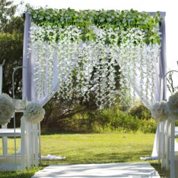 Set of 24 Hanging Artificial Wisteria Vines - White - thumbnail 5
