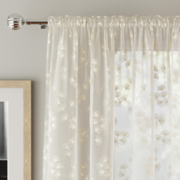 Pair of Delila Cream Leaf Print Sheer Voile Panels - Cream / 137cm - thumbnail 3