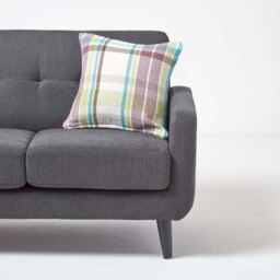 Homescapes Tartan Cotton Falun Cushion Cover - Green / 60cm - thumbnail 4