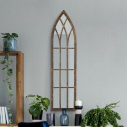 MirrorOutlet The Dorset Rustic Framed Arched Leaner Wall Mirror - Brown - thumbnail 2