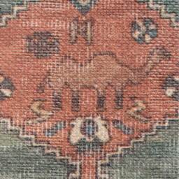 Terracotta Distressed Bordered Medallion Persian Non Slip Washable Area Rug - Terracotta / 150 x 80cm - thumbnail 3