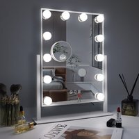 FENCHILIN Hollywood Vanity Mirror with Lights 12 LED - Metal White
