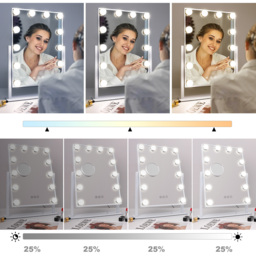FENCHILIN Hollywood Vanity Mirror with Lights 12 LED - Metal White - thumbnail 3