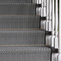 Herringbone Cut To Measure Stair Carpet Runner 60cm Wide - Black & White / 548cm - image 1
