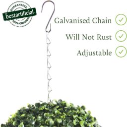 Best Artificial 23cm Green Boxwood Buxus Grass Hanging Basket Topiary Ball - Green - thumbnail 3