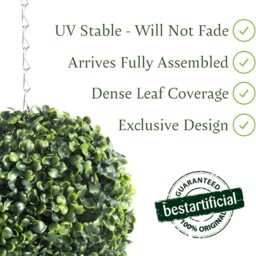 Best Artificial 23cm Green Boxwood Buxus Grass Hanging Basket Topiary Ball - Green - thumbnail 2