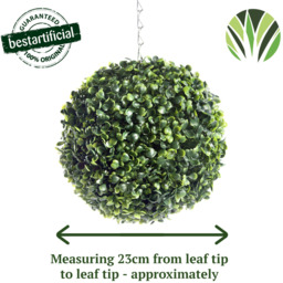 Best Artificial 23cm Green Boxwood Buxus Grass Hanging Basket Topiary Ball - Green - thumbnail 4