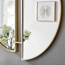 Crescent Gold Round Wall Mirror - 80cm - Yellow - thumbnail 5