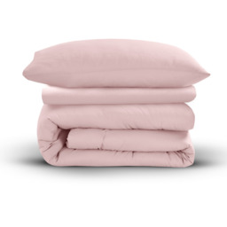 Soft Touch Plain Microfibre Duvet Cover and Pillowcase Set - Pink / King - thumbnail 2