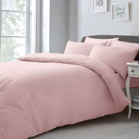 Soft Touch Plain Microfibre Duvet Cover and Pillowcase Set - Pink / King