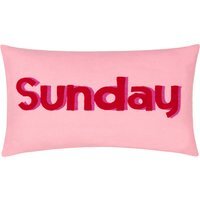 Sunday Embroidered Cushion 30 x 50cm - Pink / Polyester