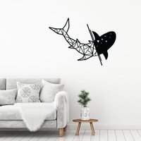Shark  Wall Art Metal Decorative Object - Black - Black