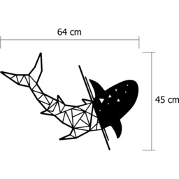 Shark  Wall Art Metal Decorative Object - Black - Black - thumbnail 3