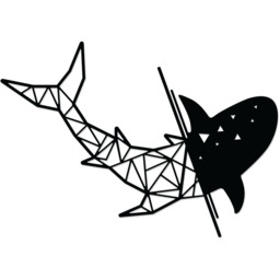 Shark  Wall Art Metal Decorative Object - Black - Black - thumbnail 2