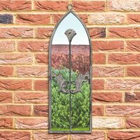 Arcus Concrete Metal Frame Arch Outdoor Garden Wall Mirror 60 x 20cm - Grey