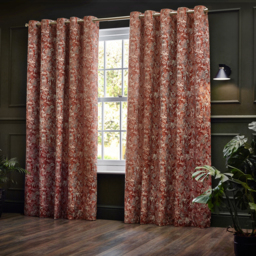 Set of 2 Bengal Chenille Eyelet Curtains - Amber / 117cm / 137cm - thumbnail 2