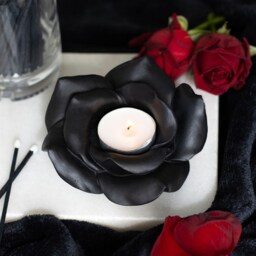 Enchanting Rose Resin Tealight Candle Holder - Black - thumbnail 5