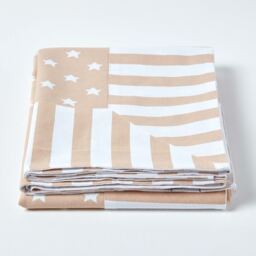 Cotton Stars and Stripes Decorative Throw - Beige - thumbnail 3