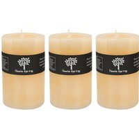 Round Vanilla Pillar Candles - 110 Hours - Cream - Pack of 3 - Natural