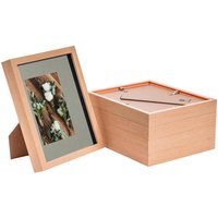 "3D Box Photo Frame - 8x10"" with 4 x 6"" Mount - Pack of 5 - Light Wood/Grey"