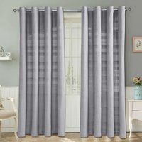Homescapes Cotton Rajput Ribbed Curtain Pair - Silver Grey / 167cm / 228cm