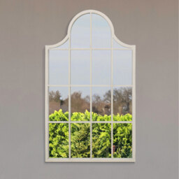 Arcus Window Metal Framed Arch Garden Wall Mirror - White - thumbnail 2