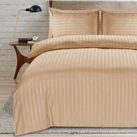 satin stripe double beige duvet - Beige