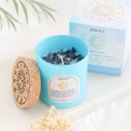 Pisces Gardenia Gemstone Zodiac Candle - Sky Blue - thumbnail 5