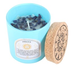 Pisces Gardenia Gemstone Zodiac Candle - Sky Blue - thumbnail 4