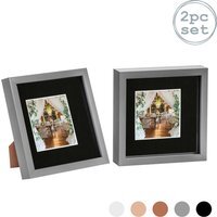 "3D Box Photo Frame - 8 x 8"" with 4x4"" Mount - Pack of 2 - Grey/Black" - thumbnail 1
