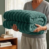 Ribbed Fleece Blanket - Forrest Green