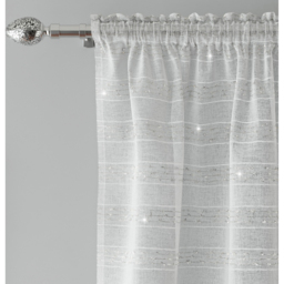 Pair of Lima Silver Metallic Lurex Striped Sheer Voile Panels - Silver / 183cm - thumbnail 5