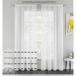 Pair of Lima Silver Metallic Lurex Striped Sheer Voile Panels - Silver / 183cm - thumbnail 3
