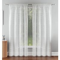 Pair of Lima Silver Metallic Lurex Striped Sheer Voile Panels - Silver / 183cm - thumbnail 1