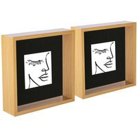 "3D Deep Box Photo Frames - 8 x 8"" with 4 x 4"" Mount - Pack of 2 - Light Wood/Black"