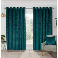 Avery Velvet Eyelet Curtains - Teal / 229cm - image 1