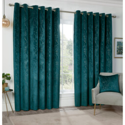 Avery Velvet Eyelet Curtains - Teal / 229cm - thumbnail 2