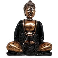 Black Gold Buddha Statue, Hand Painted Meditation - Gold