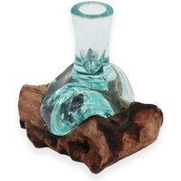 Molton Glass Small Flower Vase on Wood - Brown