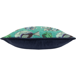Abyss Fish Repeat Chenille Cushion - Teal / 80 Polyester 20 Feather - thumbnail 5