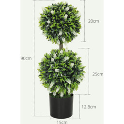 HOMCOM Artificial Lavender Flower Tree - White / 20cm - thumbnail 3