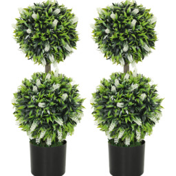 HOMCOM Artificial Lavender Flower Tree - White / 20cm - thumbnail 2